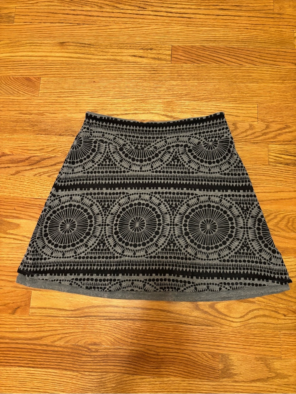 Dakini Black and Gray Patterned A-Line Skirt